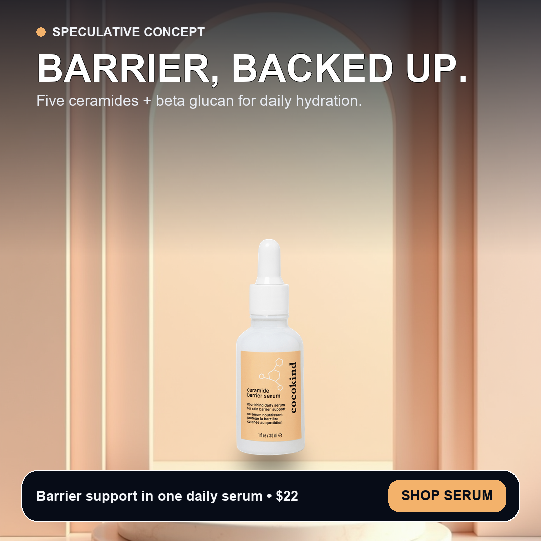 Speculative static ad concept for Cocokind Ceramide Barrier Serum