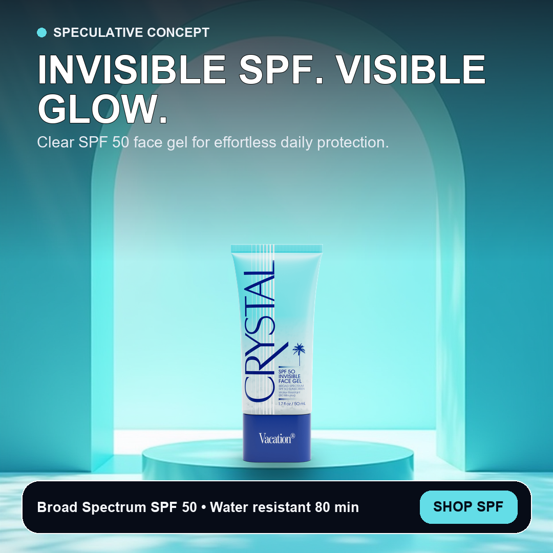 Speculative static ad concept for Vacation Crystal SPF 50
